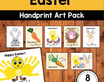 Easter Handprint Craft Template, Easter Handprint Art Activity, Easter Keepsake Art. Easter Handprint foodprint Design, DIY Easter Cards