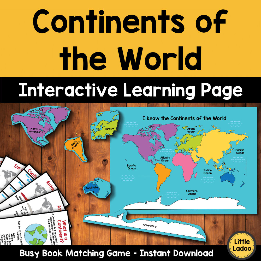 Continents Printable PDF, World Map Printable, Montessori Materials, Learning continents and Oceans