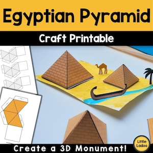 Egyptian Pyramid Craft Printable, Pyramids of Giza 3D Model, Ancient Egypt Craft for Kids, history craft