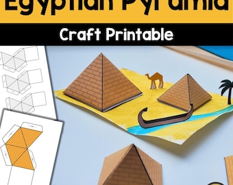 Kit de manualidades con modelo de pirámide egipcia en 3D: historia imprimible para niños