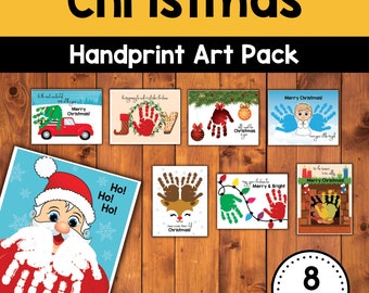 Christmas Handprint Art Printable, Christmas Handprint Craft Template, Christmas Keepsake, DIY Christmas Cards