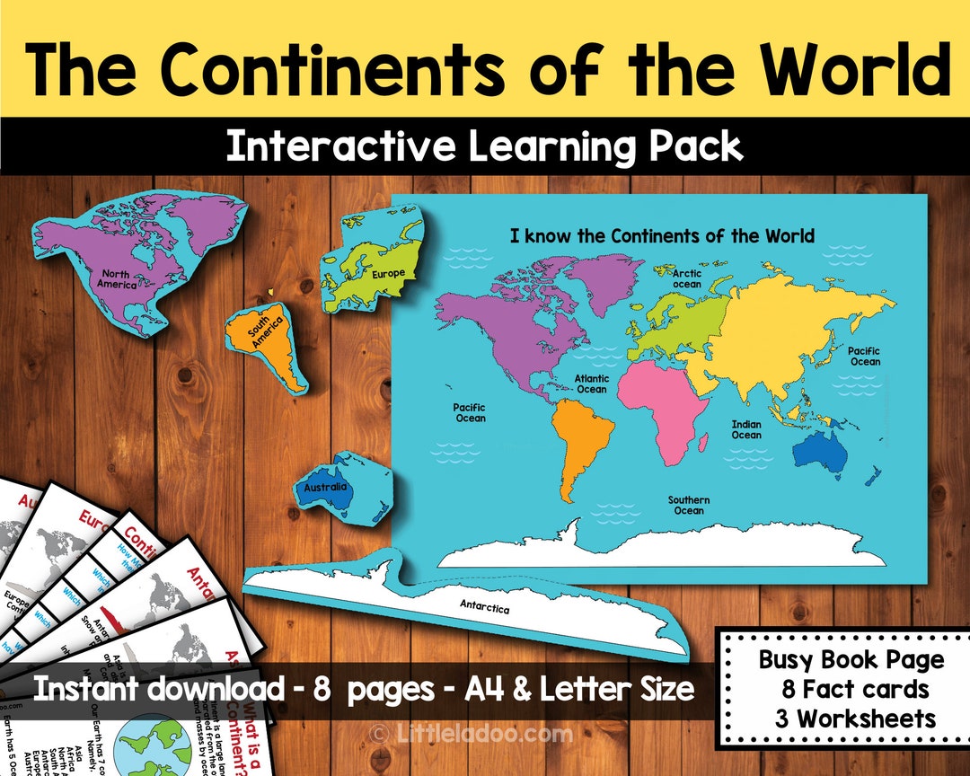 Continents Printable PDF World Map Printable Montessori Materials