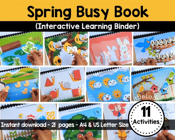 Spring Busy Book Printable, Busy Binder, Learning Folder, Printable Quiet book , Spring Activity Book