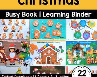 Christmas busy book printable,  Activity binder, Printable quiet book, interactive learning folder