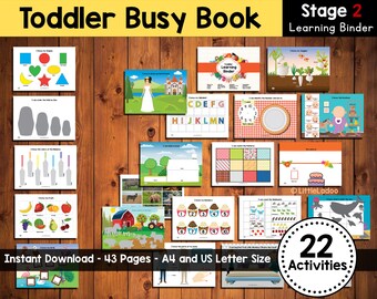 Peuter druk boek, peuter leerbinder, leermap, Preschool Prep binder, afdrukbaar rustig boek, drukke binder