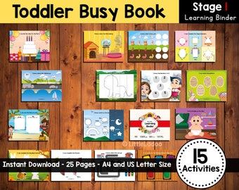 Toddler Busy Book Printable - First Learning Binder, Printable Quiet Book, Homeschool Binder, Toddler Printables