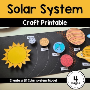 Manualidad del sistema solar imprimible, manualidad de planetas para niños