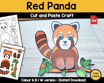 Red Panda Cut and Paste Craft Template Printable