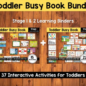 Toddler Busy Book Bundle, Toddler Learning binder Printable { Stage 1 & 2 } Homeschool Binder, Quiet Books