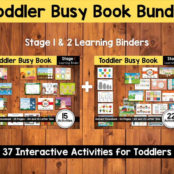 Toddler Busy Book Bundle, Toddler Learning binder Printable { Stage 1 & 2 } Homeschool Binder, Quiet Books