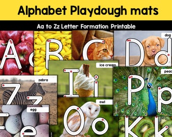 Alpahbet Playdough mats Printable - Letter formation Sheets