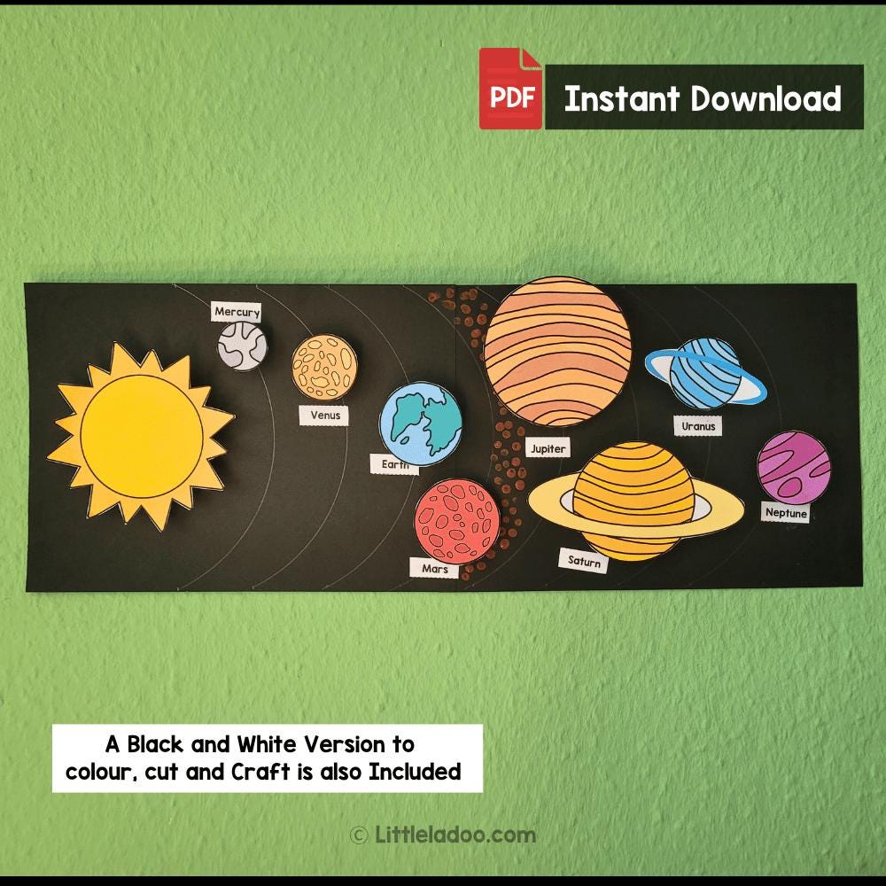Solar System Craft Printable Planets Craft for Kids Etsy