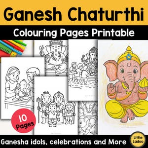 Ganesh Chaturthi Colouring Pages for Kids | Hindu Festival Printable | Ganesha Activity