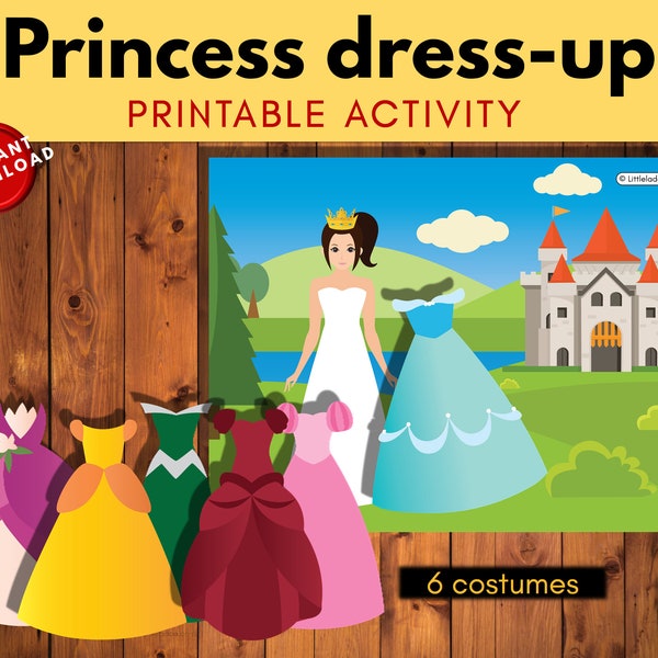 Dress up the princess printable | Dress up games | File folder pages | Busy book pages