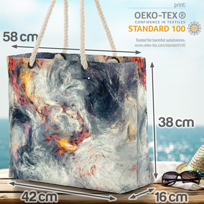 Farbspiel Grau Beach Bag Kunst Farben Malen Bunt Grafisch gemustert Muster