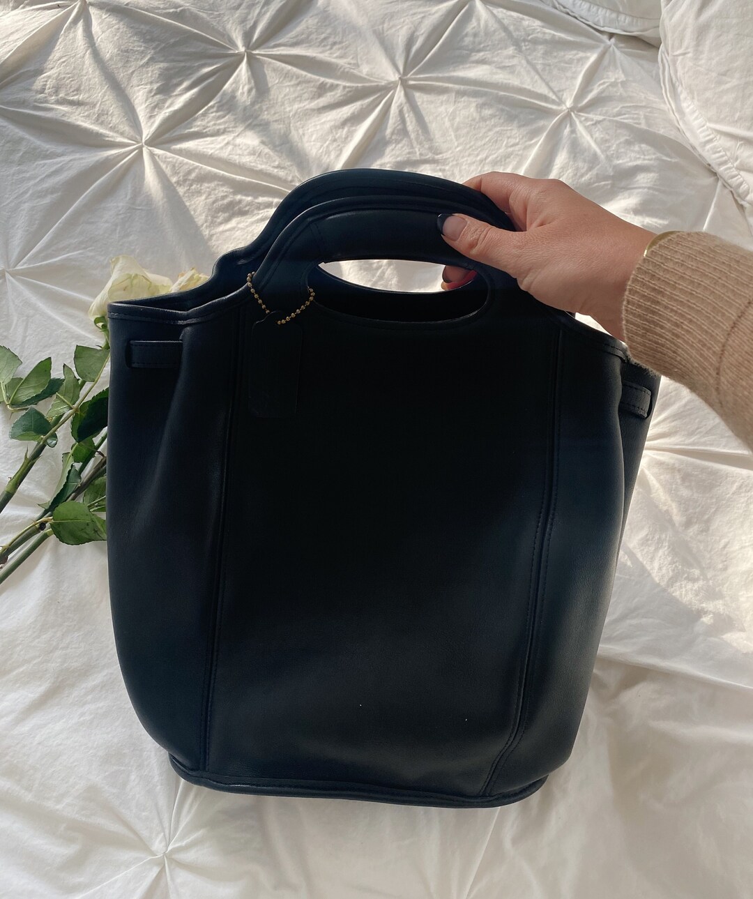 バッグ vintage coach old mini backpack leather Vintage Black Leather Coach Backpack With Top Handle - Serial