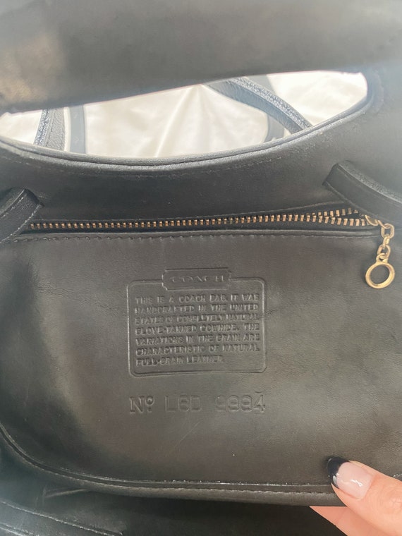 Vintage Black Leather Coach Backpack With Top Handle - Serial