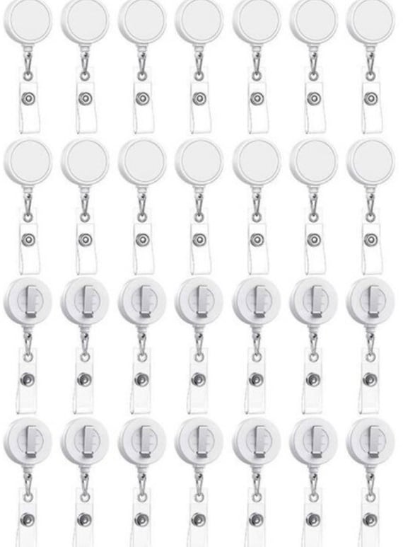 SUBLIMATION* White Badge Reels bulk.SUBLIMATION*Retractable Blank Badge Reels, Sublimation Badge Reel Holders