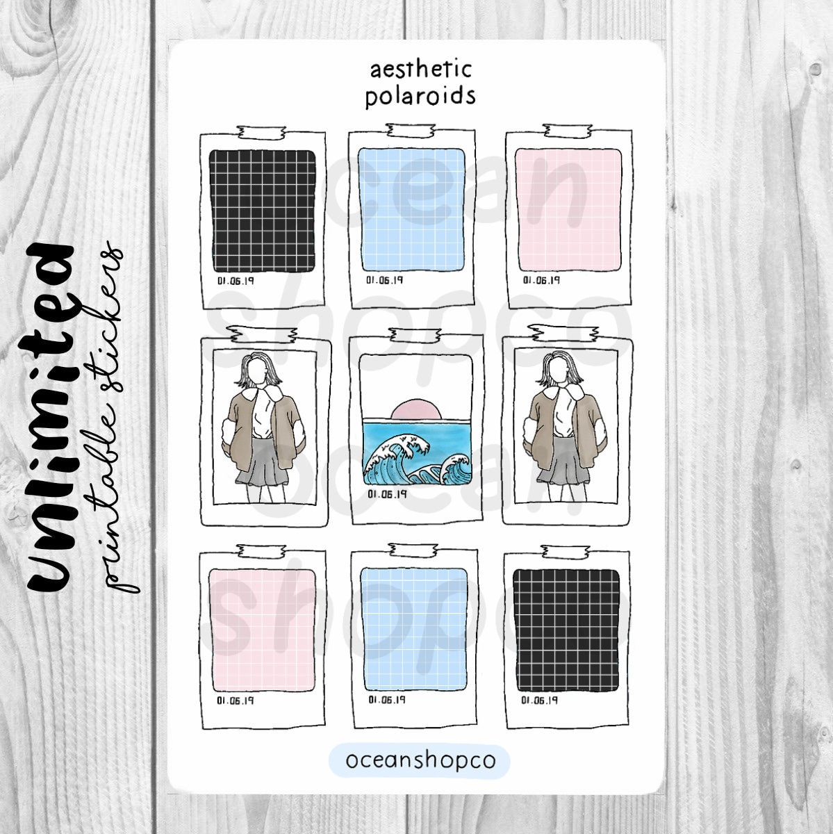 polaroid stickers aesthetic polaroids printable digital etsy