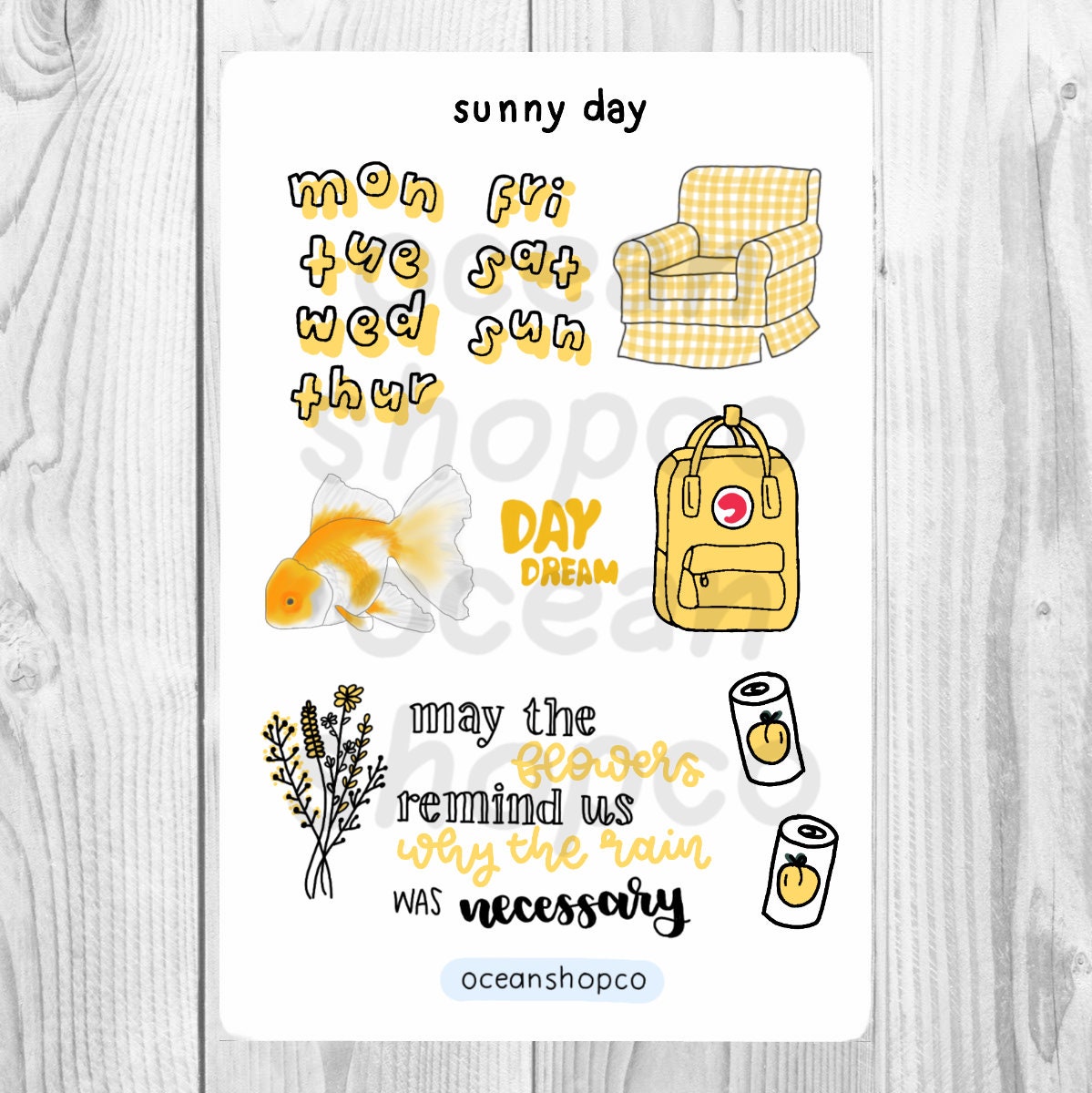 Sunny Day Essentials Sticker Sheet – Paper Sutekka Stationery ペーパーステッカー