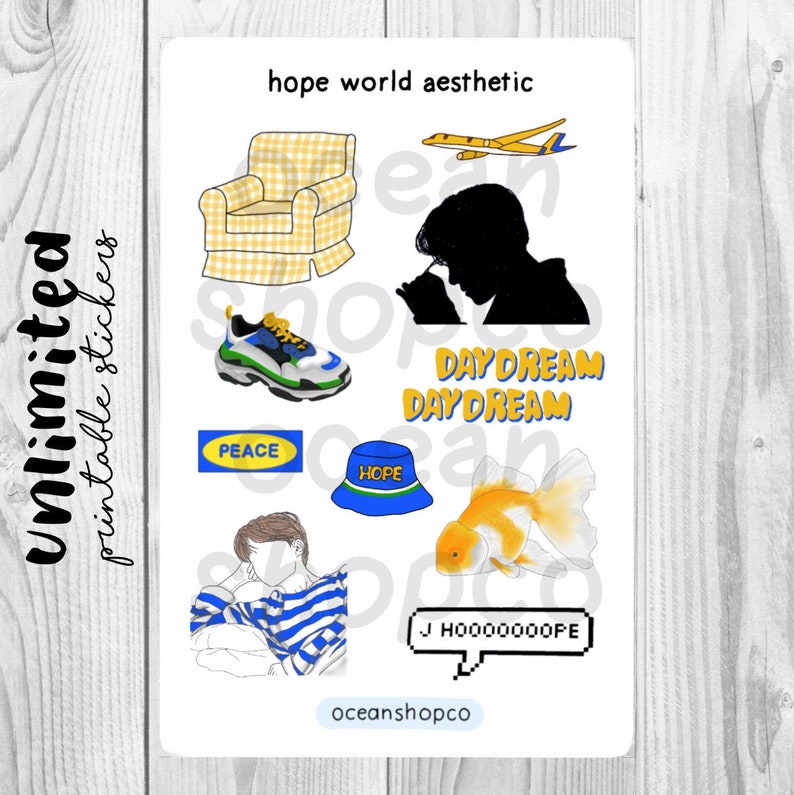 printable hope world jhope aesthetic stickers bullet