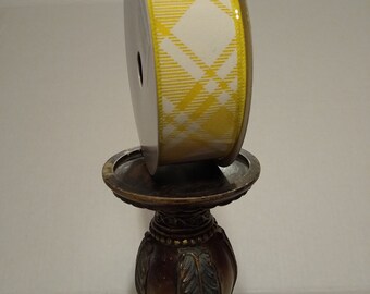 Argyle Plaid Wired Ribbon: Yellow 1.5" x 10 yards