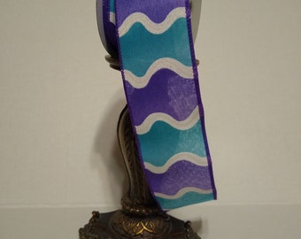 Glitter Wave Wired Ribbon: Turquoise & Purple, 2.5" x 5 yards