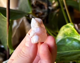 One Mini Flower Agate Frog Carving, Flower Agate Frog, Crystal Carving