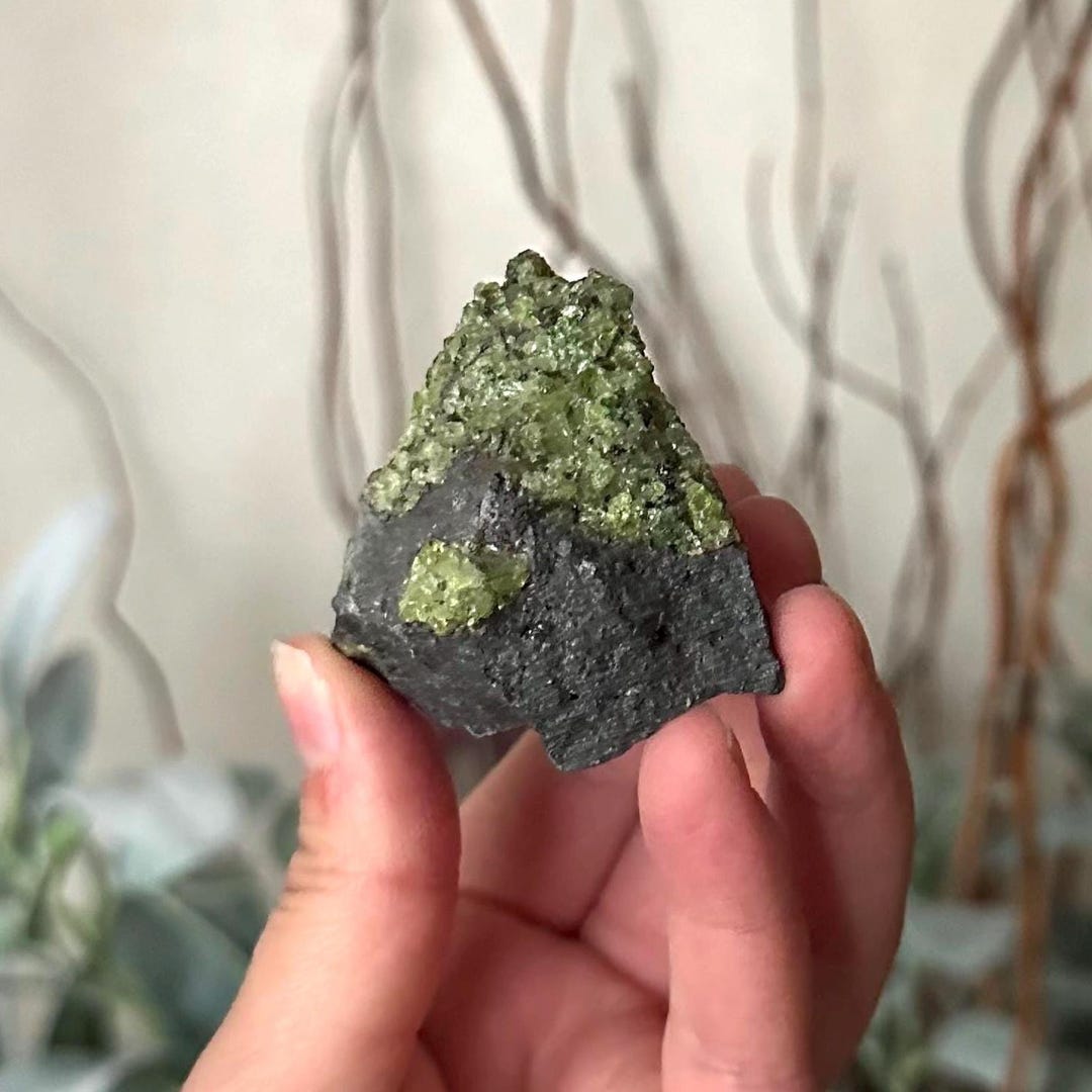 Peridot on Matrix Specimen, Peridot, Volcano Stone With Peridot - Etsy