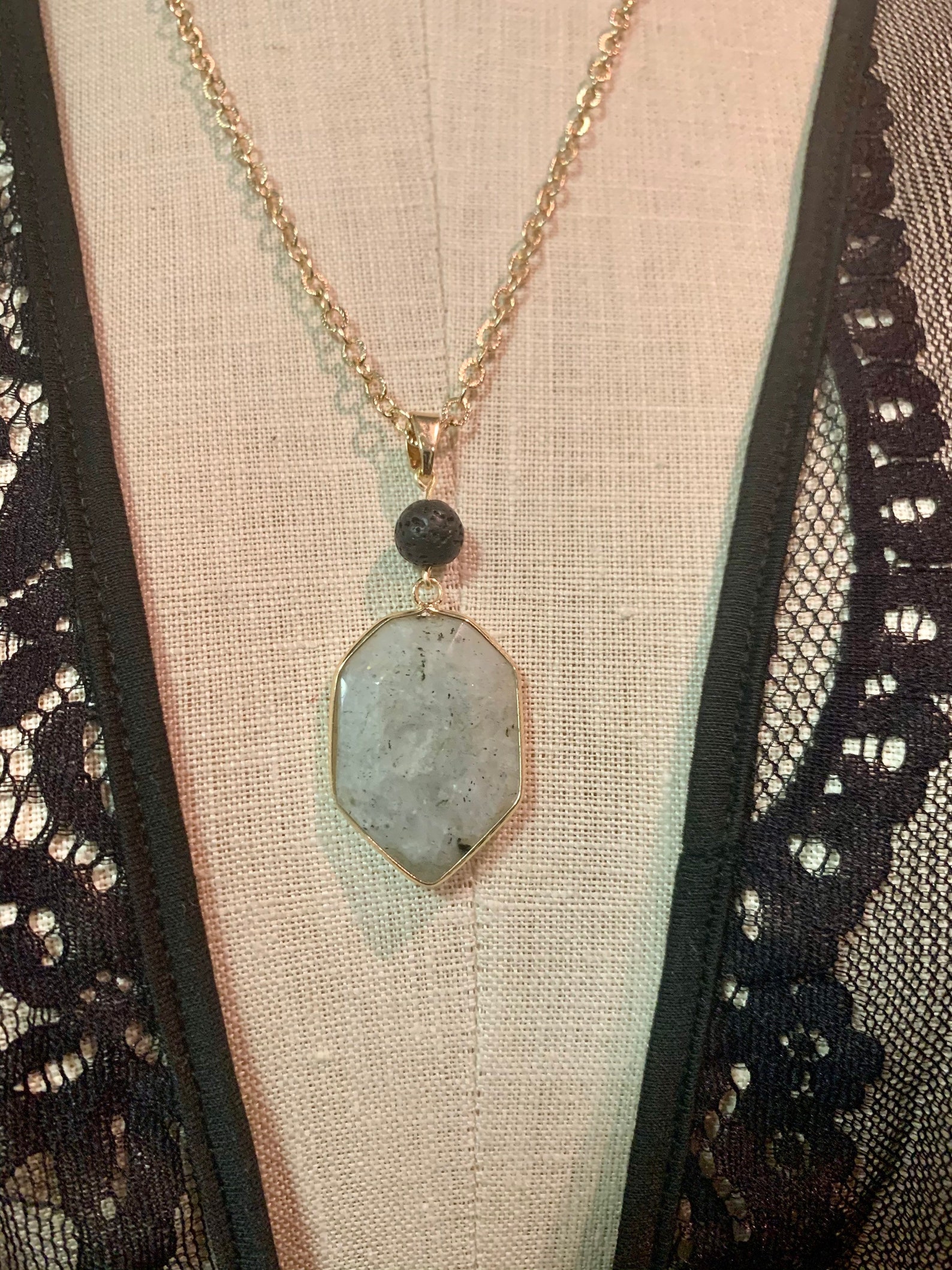 Labradorite Oil Diffuser Necklace Crystal Jewelry Etsy