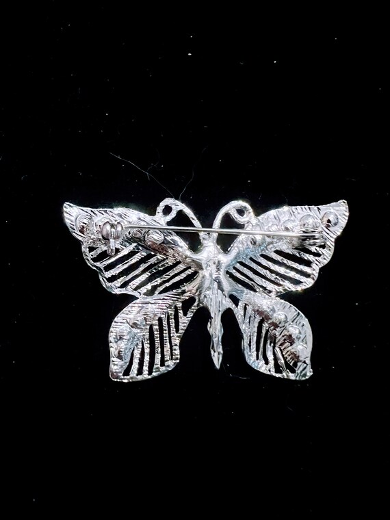 Gorgeous butterfly brooch vintage crystal rhinest… - image 2