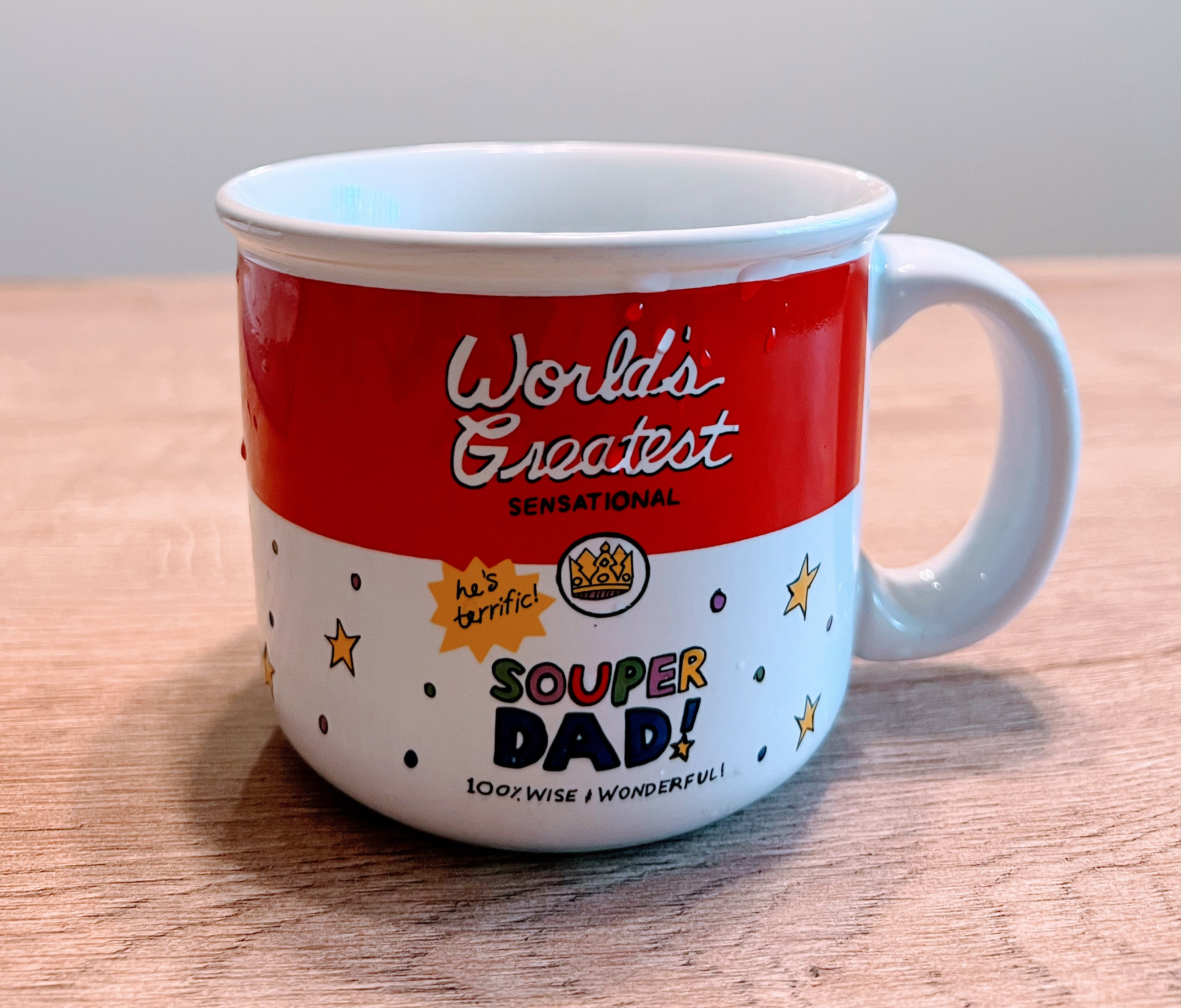 Papel Freelance Thailand Souper Dad  man-sized coffee, tea or soup mug , made to resemble Campbell’s soup labeling ceramic