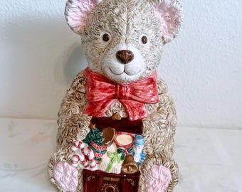 Vintage 1960s Twin Winton Teddy Bear Cookie Jar Kitchen Decor 12