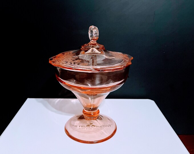 Vintage Crystal Pink Glass Candy Dish With Lid and Pedestal. Etsy
