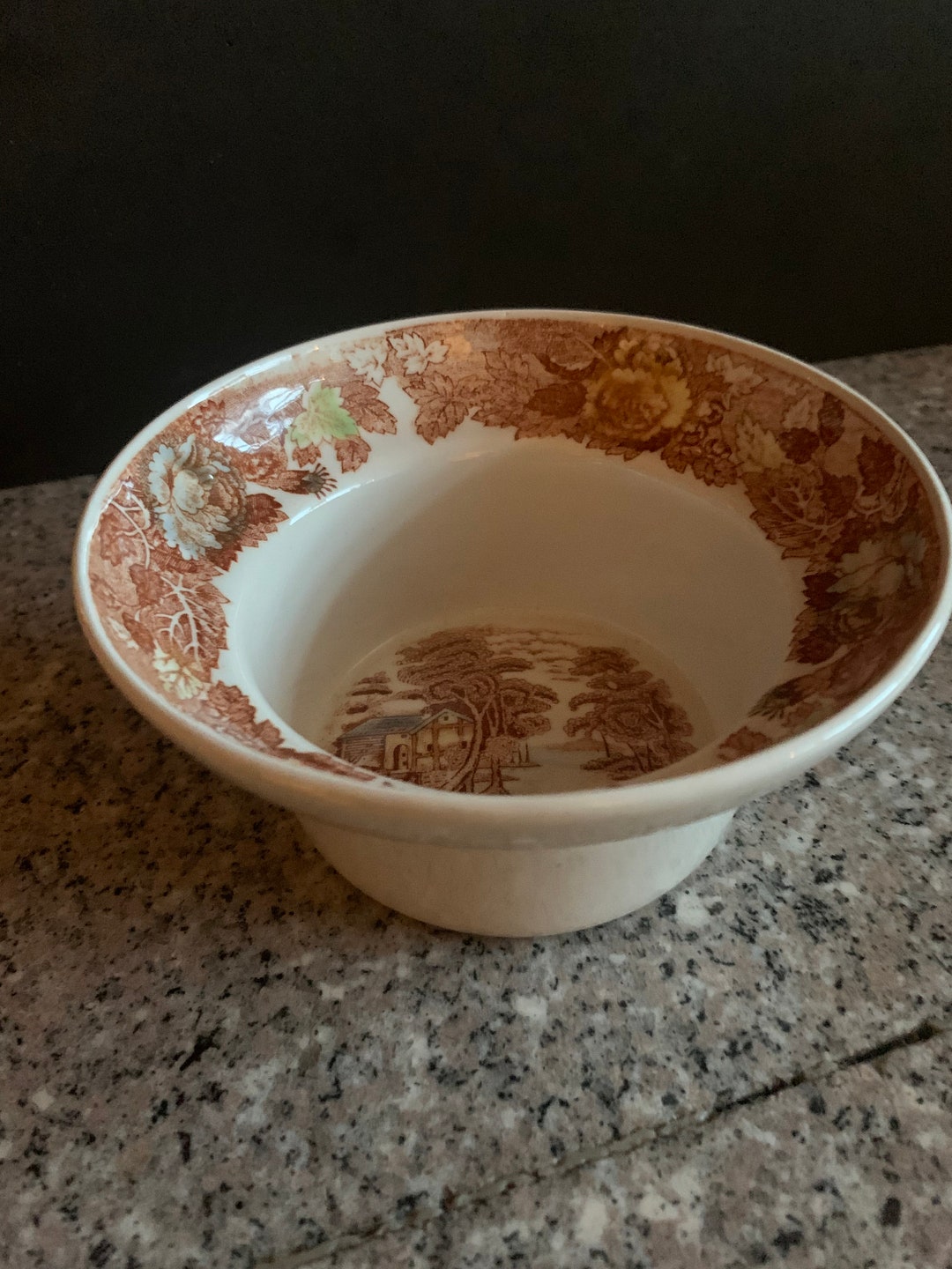 Vintage Nasco mountain Woodland Bowl 5.5 - Etsy