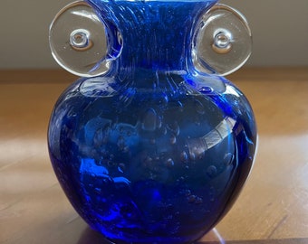 ヴィンテージ オレッキオ コバルトブルー、ハンドブラウンの花瓶