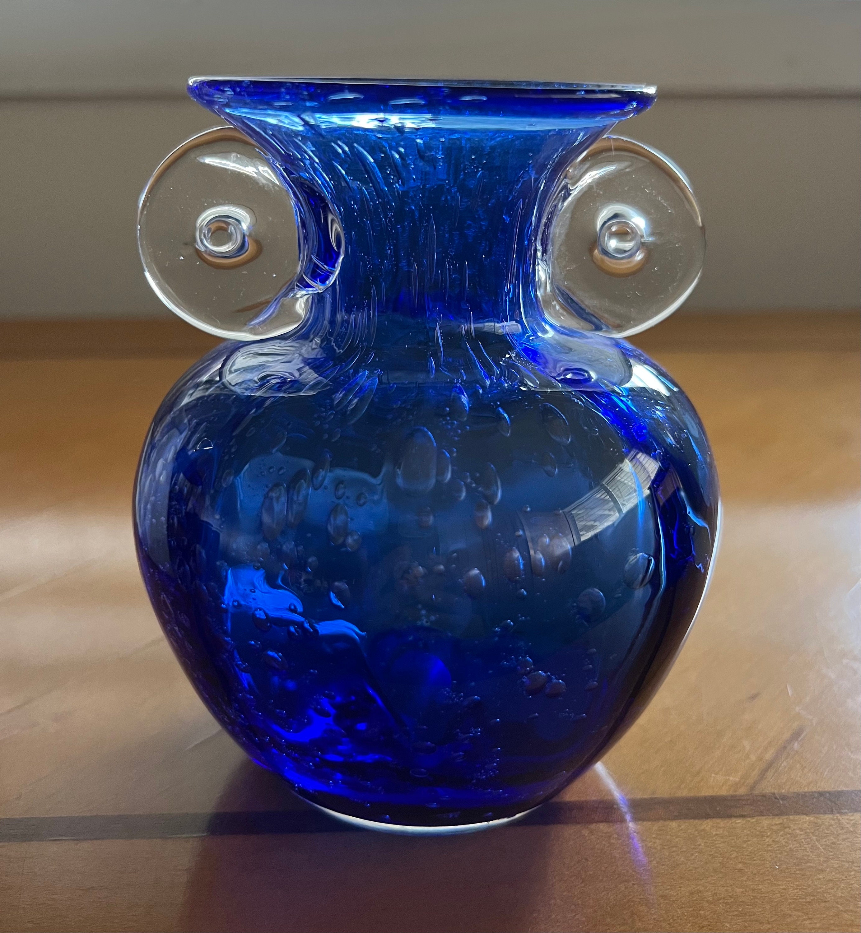 ヴィンテージ オレッキオ コバルトブルー、ハンドブラウンの花瓶