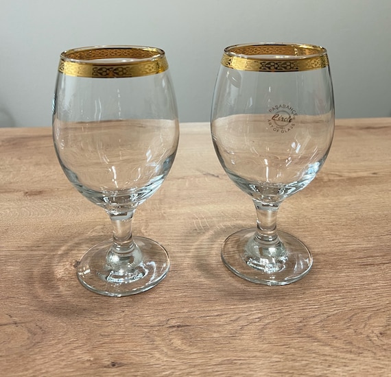 GOLD RIM GLASSES, SET OF TWO