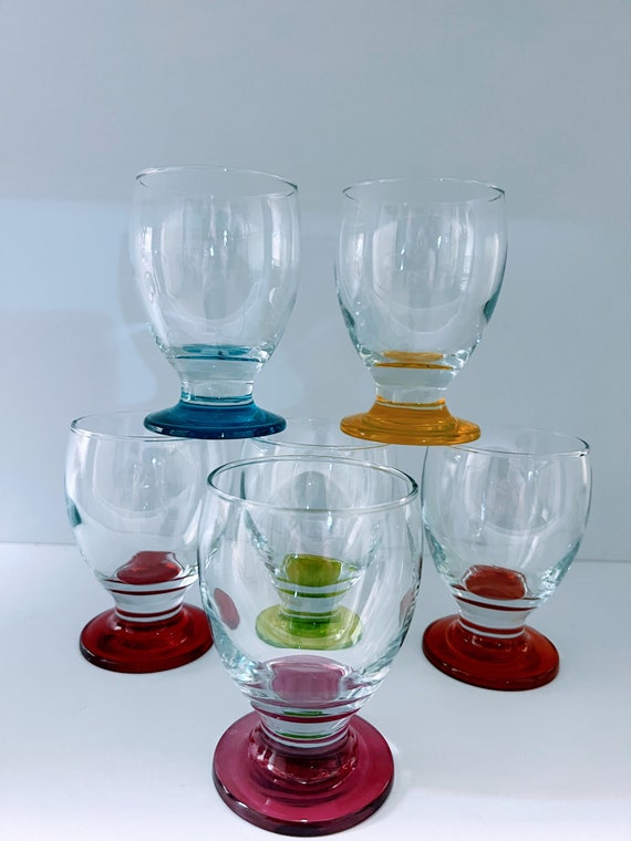 Set of 6 multicolor stemless martini glasses