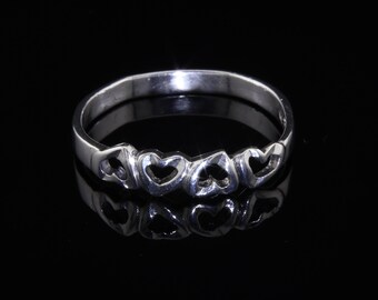 Sterling Silver Heart Band Ring Size 9