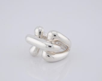 Anillo grande de plata esterlina con cierre tipo "guardaespaldas" talla 10.