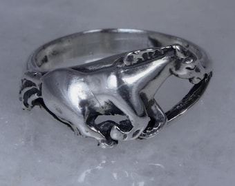 Sterling Silver Galloping Horse Ring by Ott - Size 7