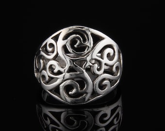 Sterling Silver Scroll Statement Ring Size 6.5