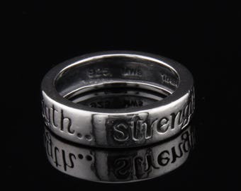 Sterling Silver “Strength” Band Ring Size 7.5