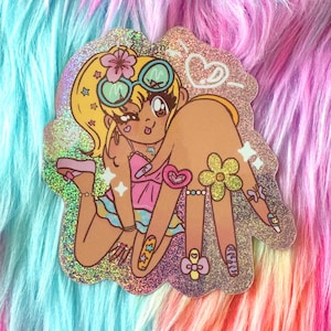 Y2K Gyaru Nails 3in holographic sticker!