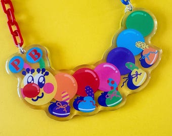 Rainbow Caterpillar Acrylic Necklace!