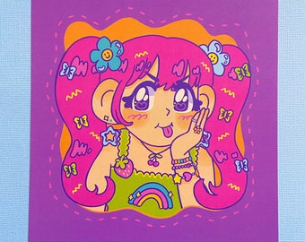 Pigtailed Diva 5" Mini print!