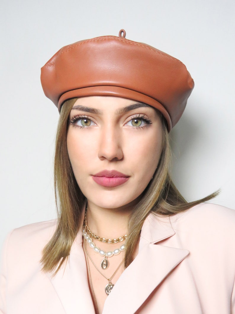 Beret Hat Women Leather Brown Hats Winter French Berets Etsy