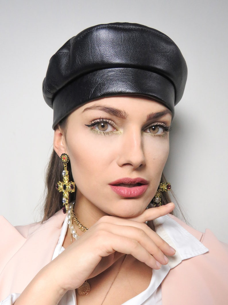 genuine leather beret