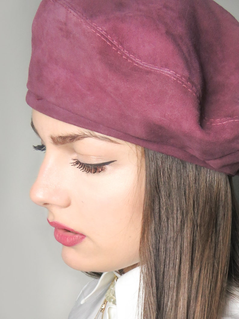 Beret for Women / Leather Beret Hats / Beret Purple Leather Etsy
